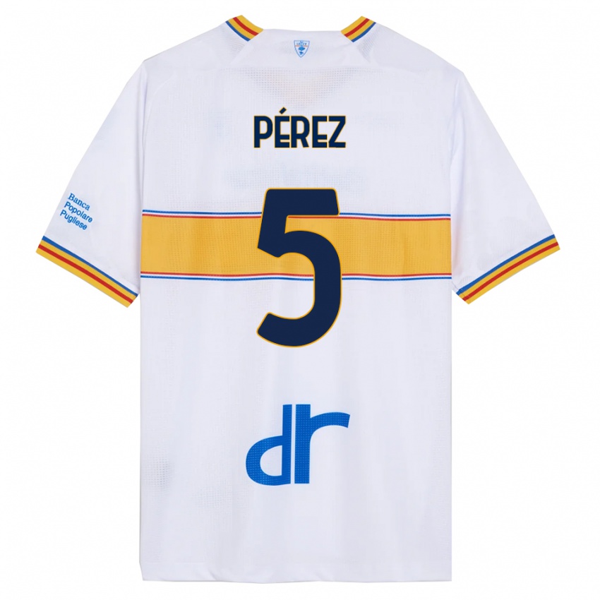 ילדים מתיאס פרס #5 לבן צהוב הרחק ג'רזי 2025/26 חולצה קצרה