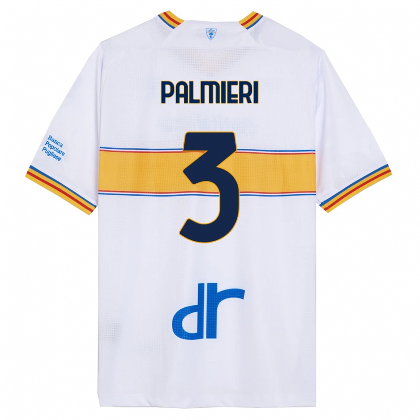 ילדים Andrea Palmieri #3 לבן צהוב הרחק ג'רזי 2025/26 חולצה קצרה