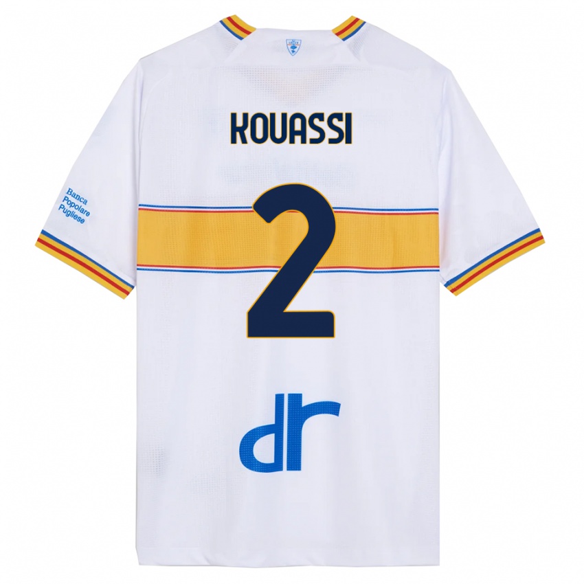 ילדים אוון קואסי #2 לבן צהוב הרחק ג'רזי 2025/26 חולצה קצרה