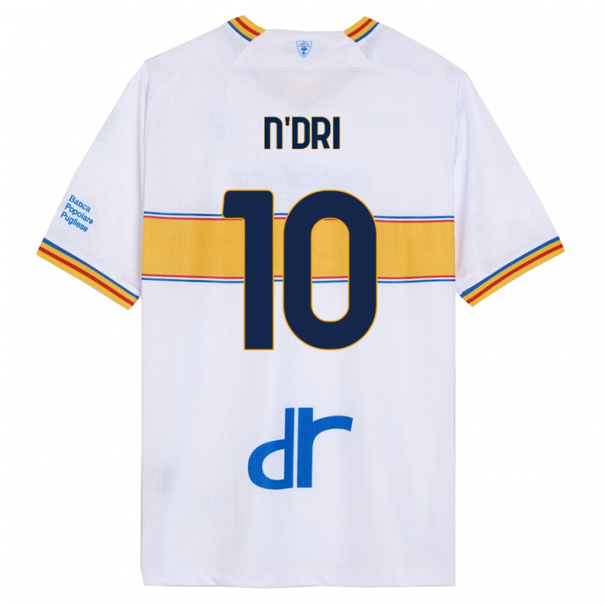 ילדים Konan N’dri #10 לבן צהוב הרחק ג'רזי 2025/26 חולצה קצרה