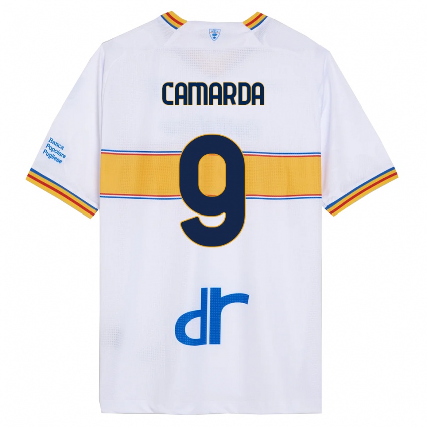 ילדים פרנצ'סקו קמרדה #9 לבן צהוב הרחק ג'רזי 2025/26 חולצה קצרה