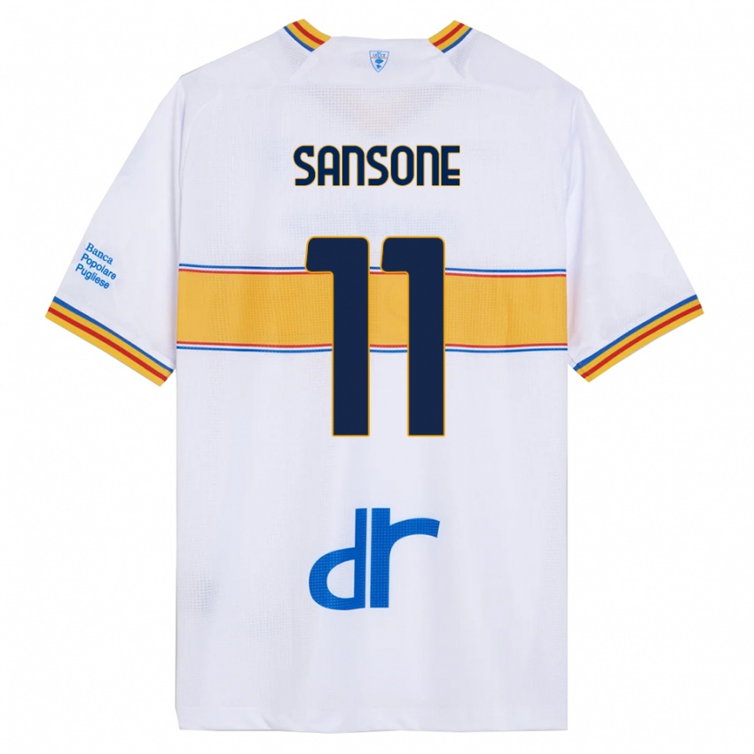 ילדים ניקולה סנסונה #11 לבן צהוב הרחק ג'רזי 2025/26 חולצה קצרה