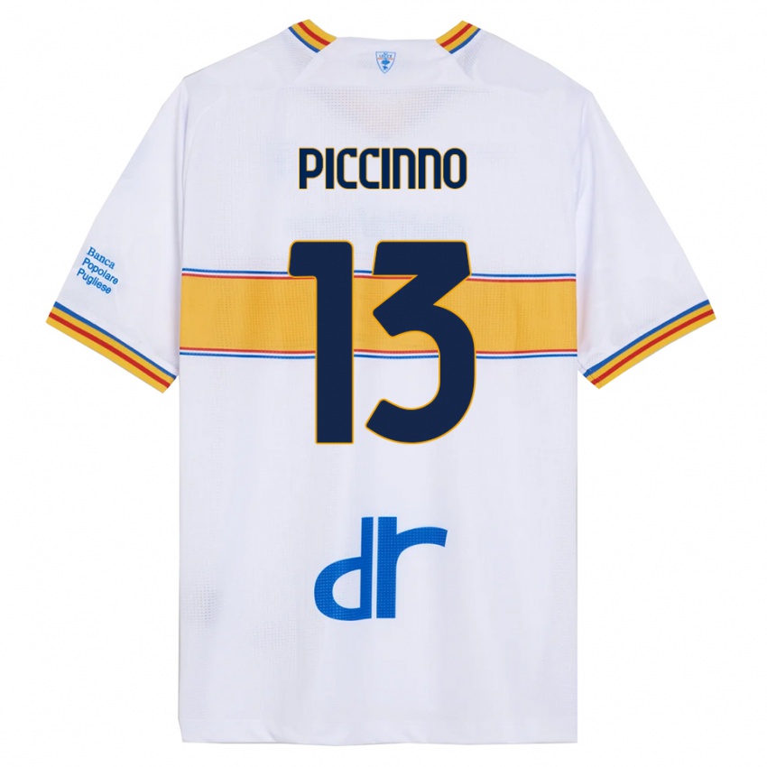ילדים Daniele Piccinno #13 לבן צהוב הרחק ג'רזי 2025/26 חולצה קצרה