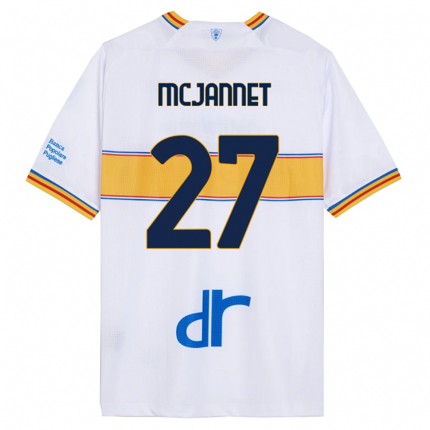 ילדים אדווארד ג׳ון מקג׳אנט #27 לבן צהוב הרחק ג'רזי 2025/26 חולצה קצרה