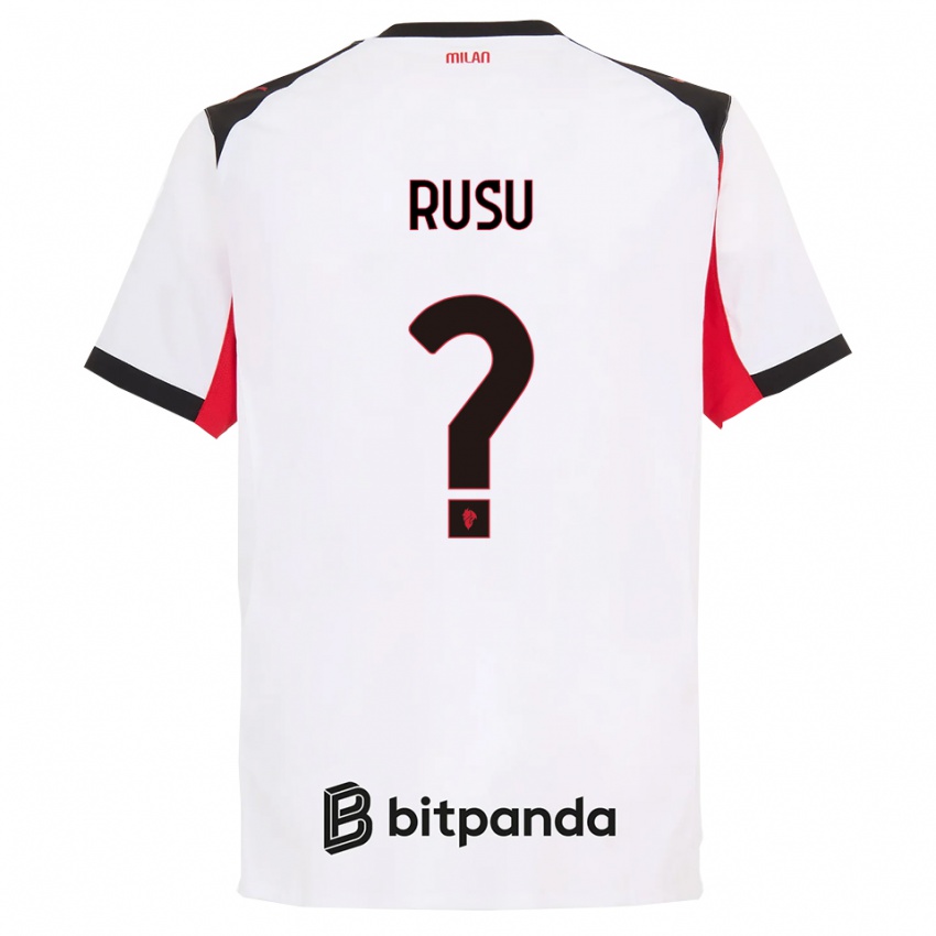 ילדים ריאן איוג׳ן רוסו #0 לבן שחור הרחק ג'רזי 2025/26 חולצה קצרה