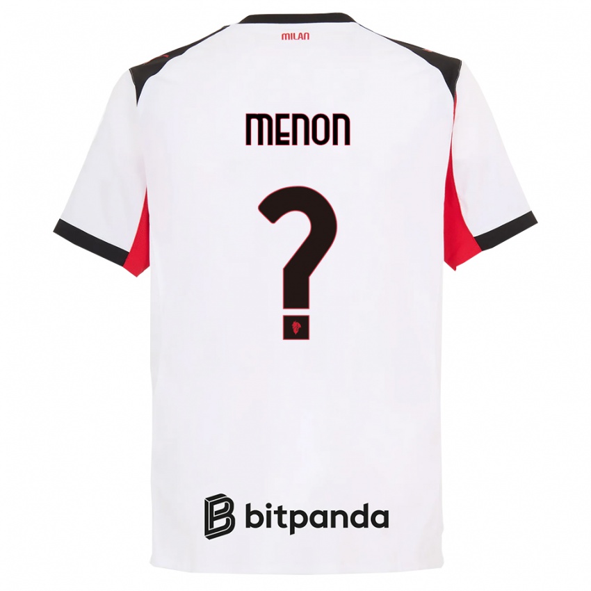 ילדים Luca Menon #0 לבן שחור הרחק ג'רזי 2025/26 חולצה קצרה