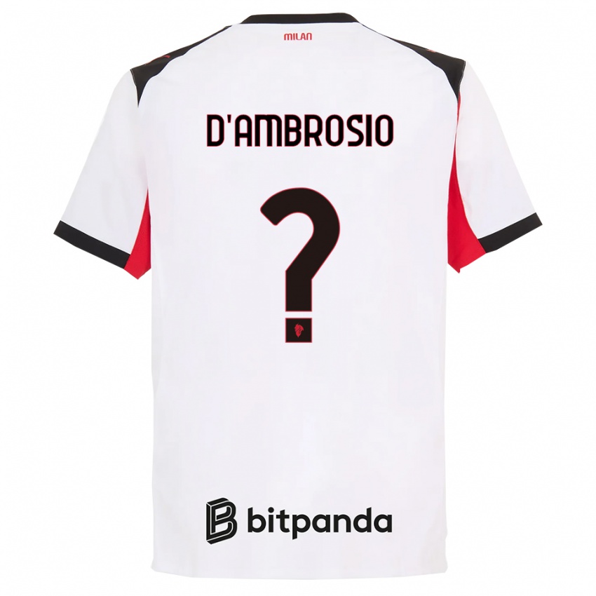 ילדים אנטוניו ד'אמברוסיו #0 לבן שחור הרחק ג'רזי 2025/26 חולצה קצרה