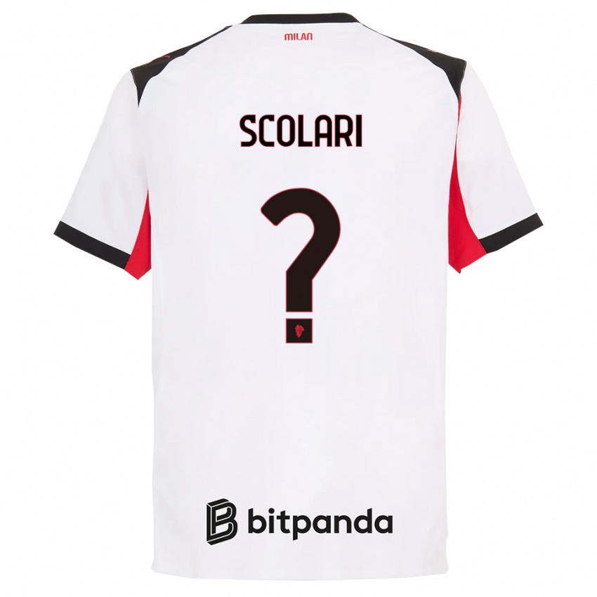 ילדים דויד סקולארי #0 לבן שחור הרחק ג'רזי 2025/26 חולצה קצרה