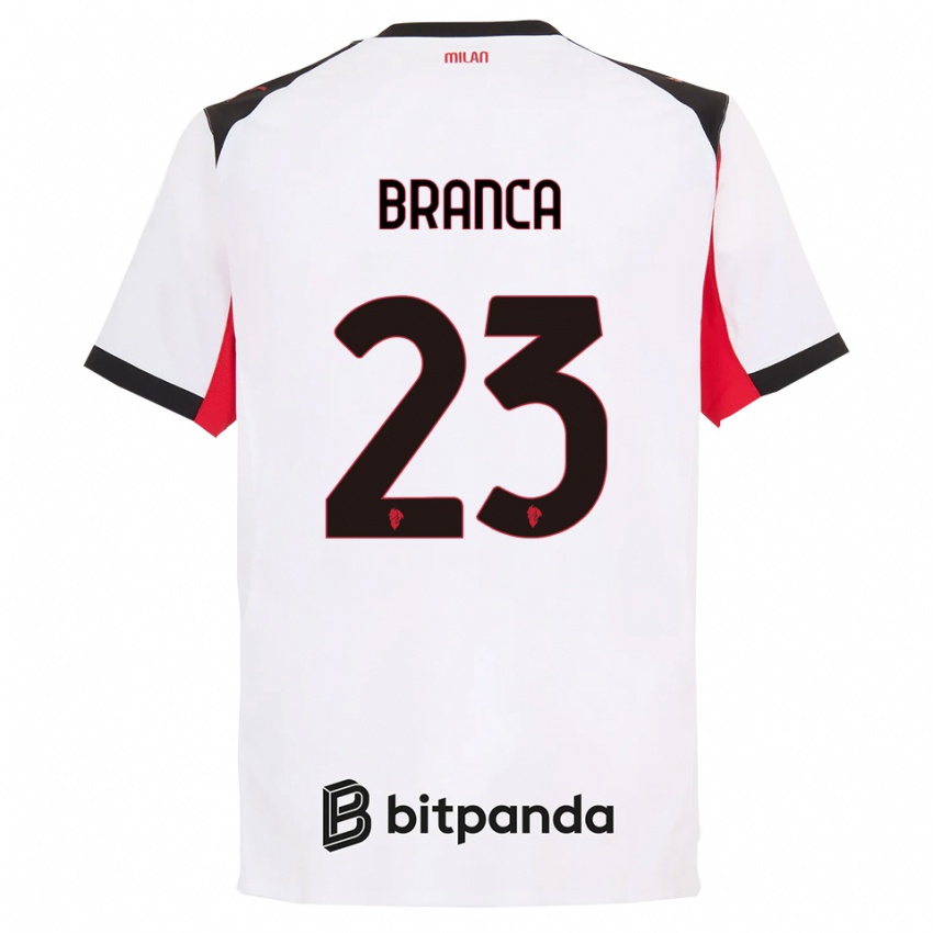 ילדים סימונה ברנקה #23 לבן שחור הרחק ג'רזי 2025/26 חולצה קצרה