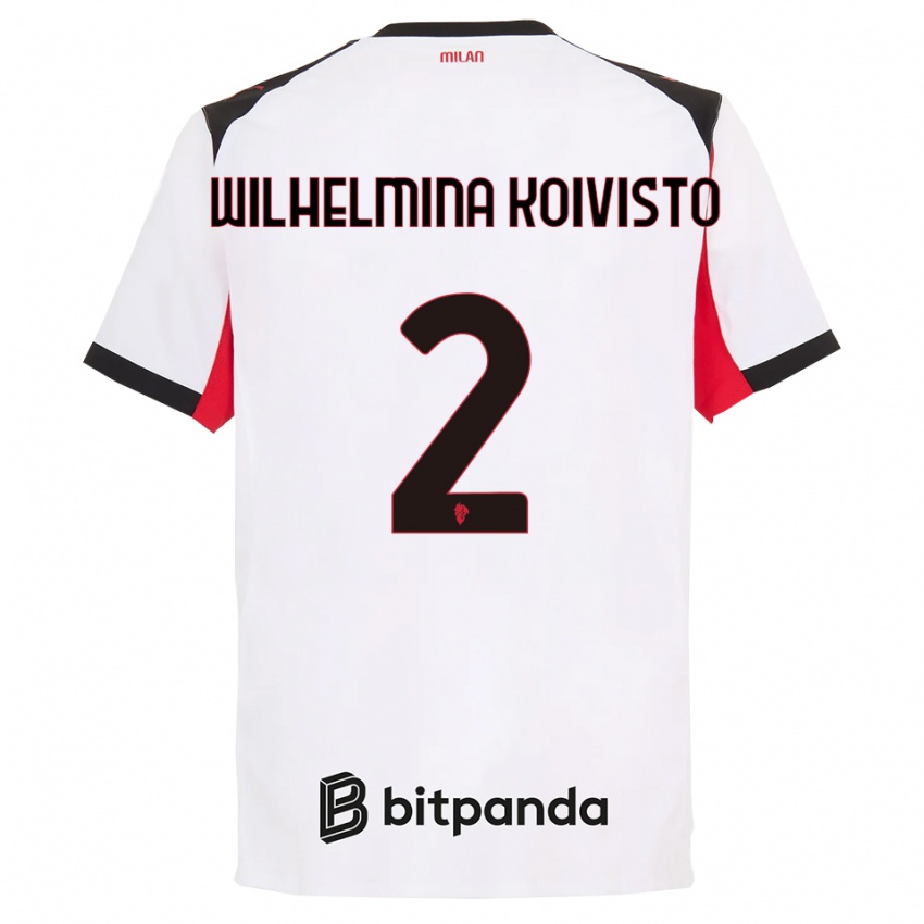 ילדים אמה קויוויסטו #2 לבן שחור הרחק ג'רזי 2025/26 חולצה קצרה