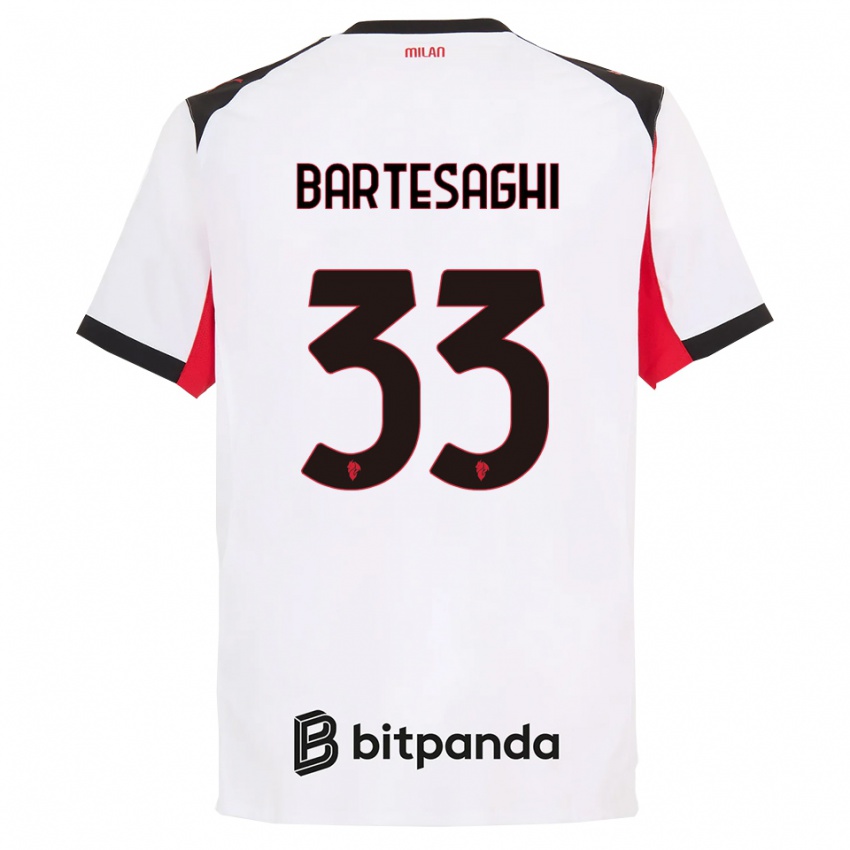 ילדים דויד ברטסאגי #33 לבן שחור הרחק ג'רזי 2025/26 חולצה קצרה