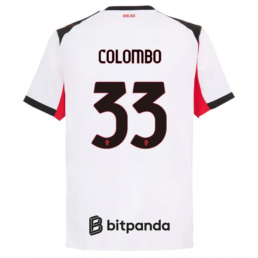 ילדים פדריקו קולומבו #33 לבן שחור הרחק ג'רזי 2025/26 חולצה קצרה