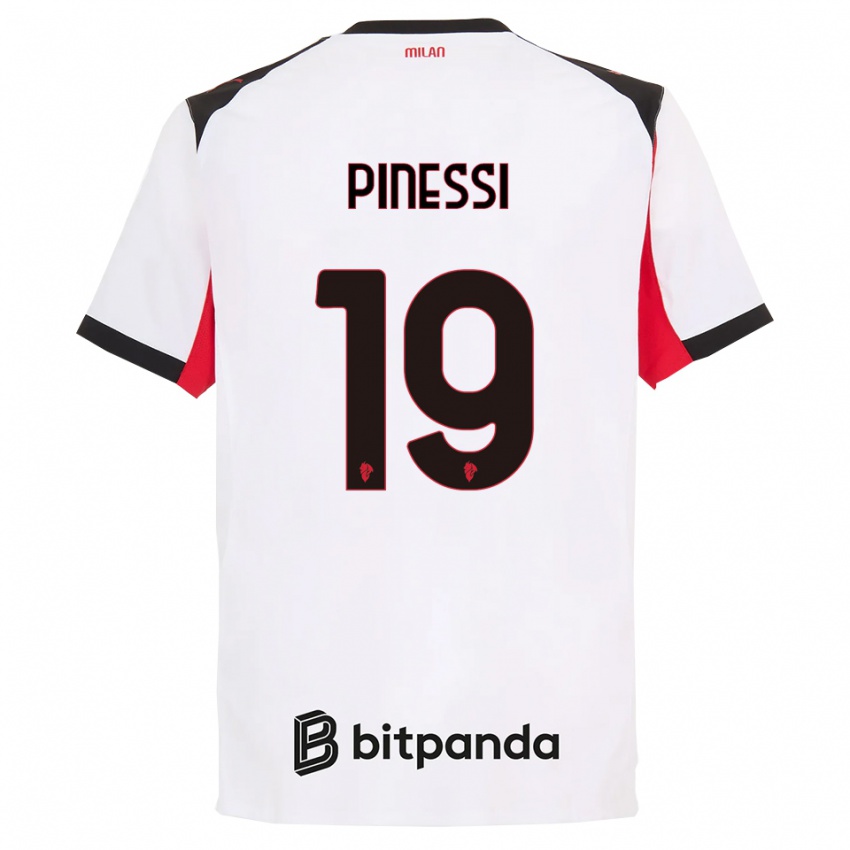 ילדים Riccardo Pinessi #19 לבן שחור הרחק ג'רזי 2025/26 חולצה קצרה