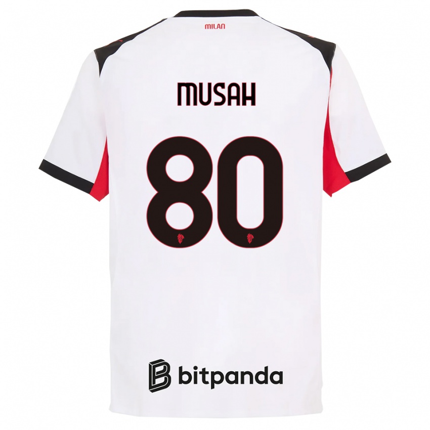 ילדים יונוס מוסא #80 לבן שחור הרחק ג'רזי 2025/26 חולצה קצרה