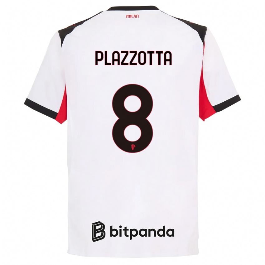 ילדים Filippo Plazzotta #8 לבן שחור הרחק ג'רזי 2025/26 חולצה קצרה