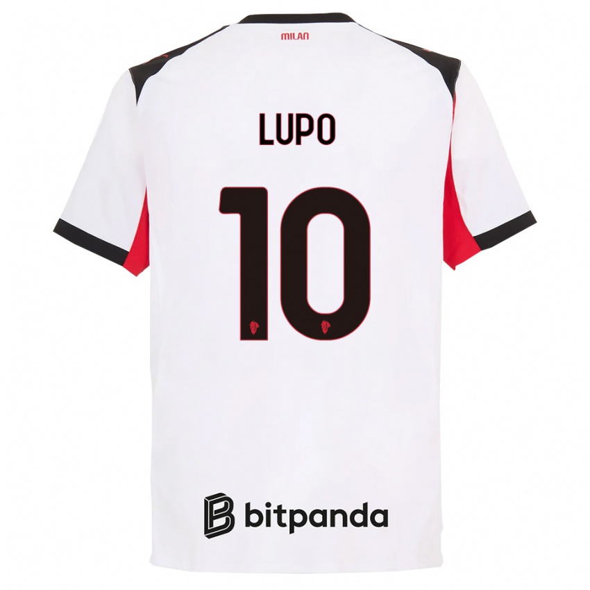 ילדים Simone Lupo #10 לבן שחור הרחק ג'רזי 2025/26 חולצה קצרה