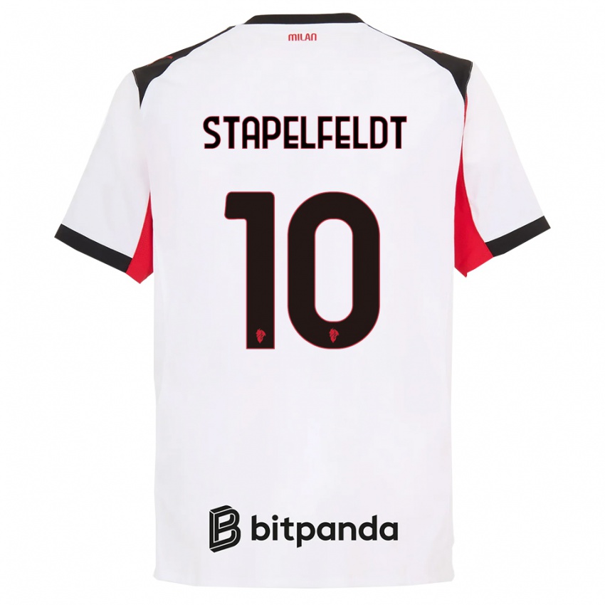 ילדים נינה שטפלפלדט #10 לבן שחור הרחק ג'רזי 2025/26 חולצה קצרה