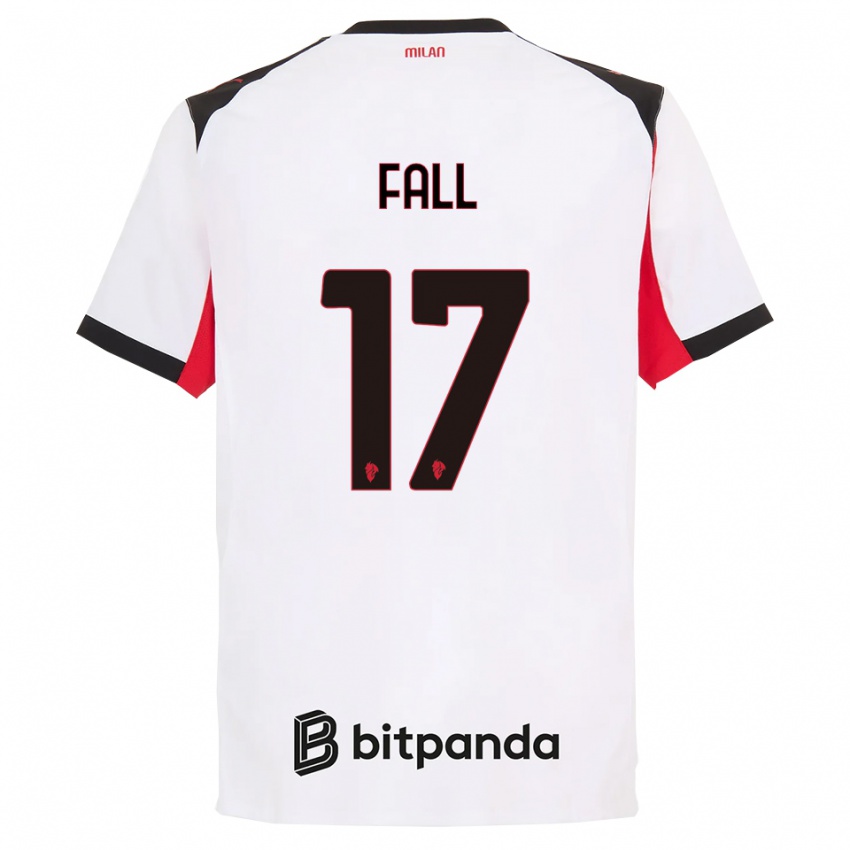 ילדים Mbarick Fall #17 לבן שחור הרחק ג'רזי 2025/26 חולצה קצרה