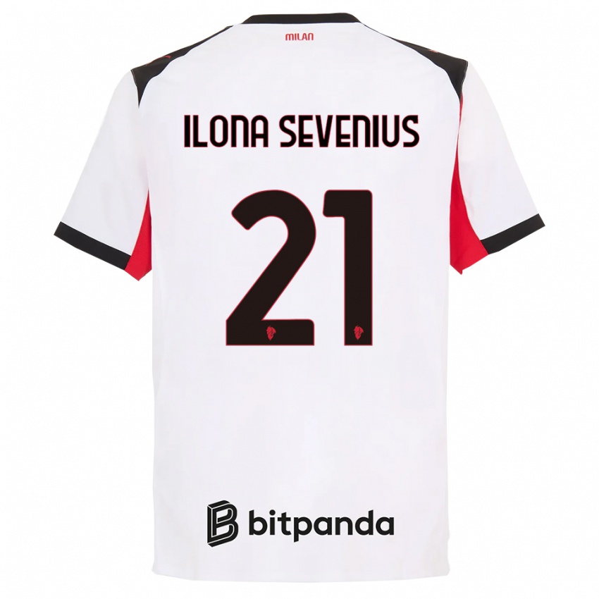 ילדים Oona Ilona Sevenius #21 לבן שחור הרחק ג'רזי 2025/26 חולצה קצרה