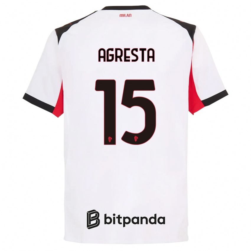 ילדים סטפנו אגרסטה #15 לבן שחור הרחק ג'רזי 2025/26 חולצה קצרה