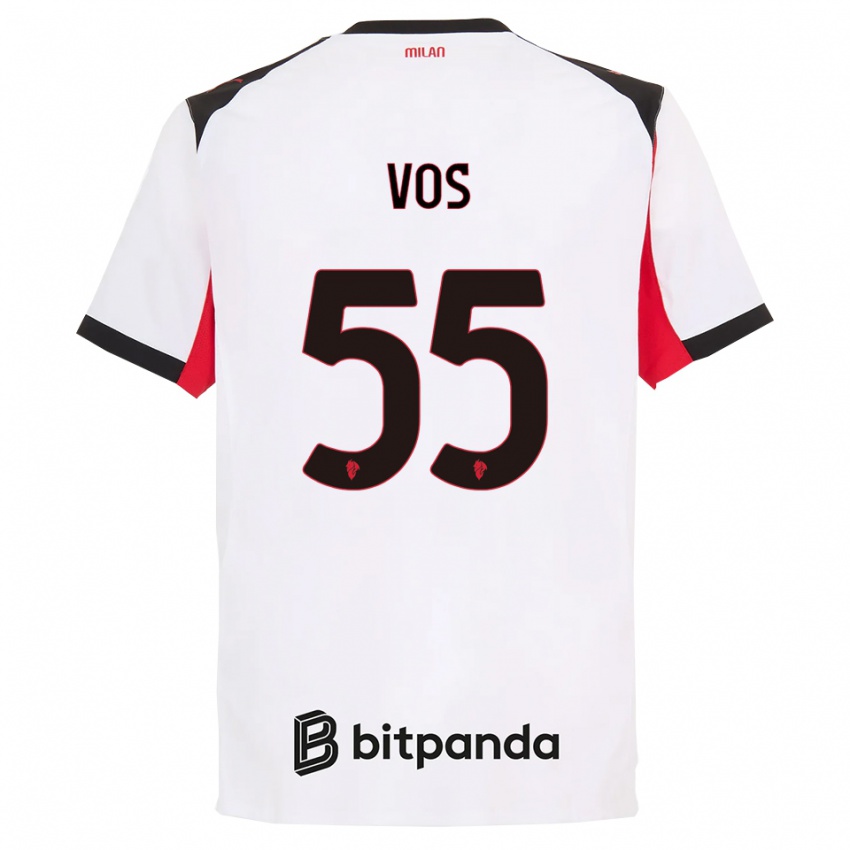 ילדים Silvano Vos #55 לבן שחור הרחק ג'רזי 2025/26 חולצה קצרה