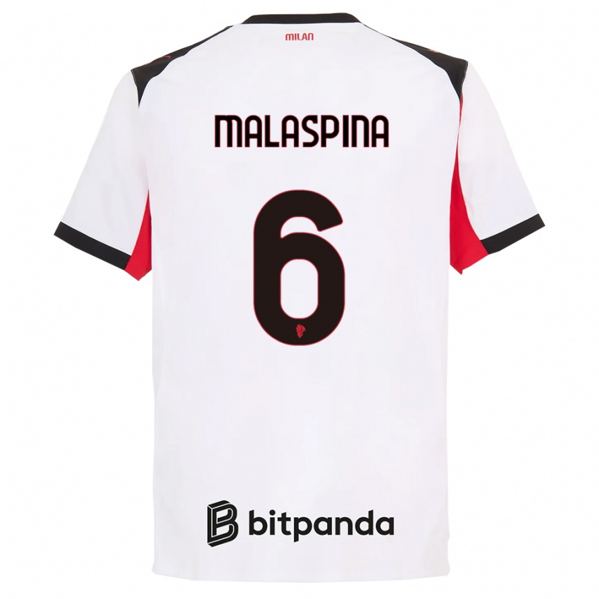 ילדים מתיה מלספינה #6 לבן שחור הרחק ג'רזי 2025/26 חולצה קצרה