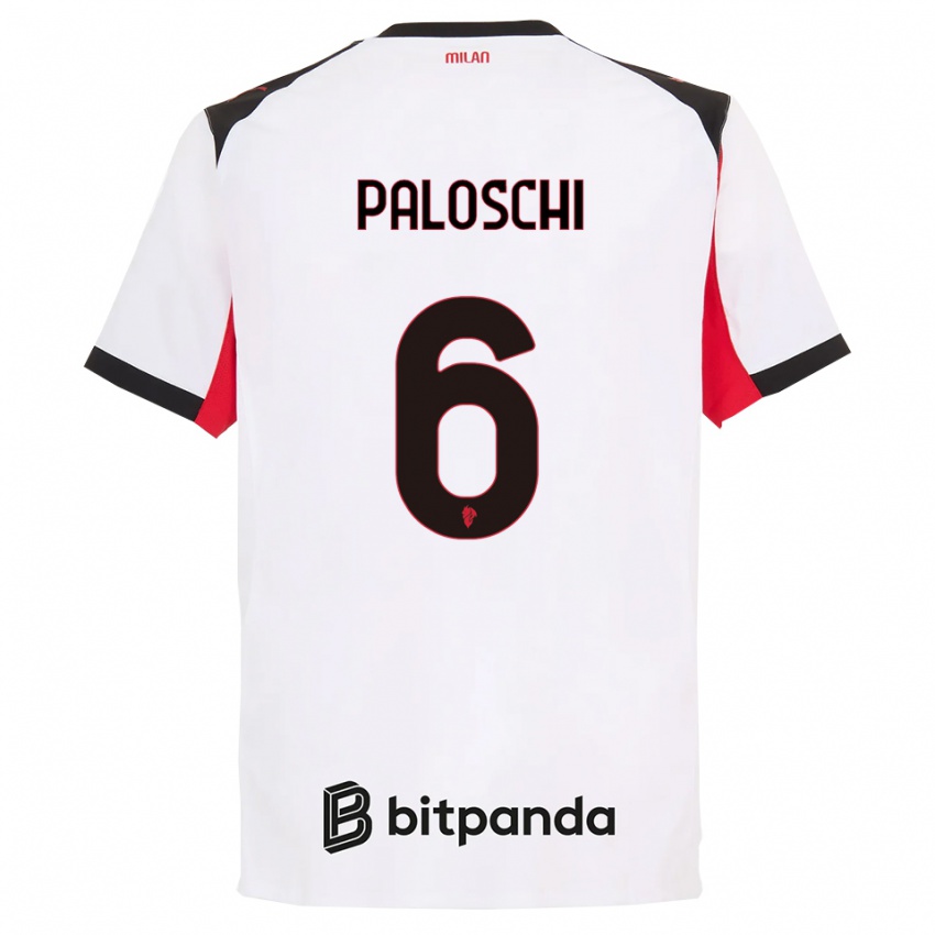 ילדים דוריאן פאלושי #6 לבן שחור הרחק ג'רזי 2025/26 חולצה קצרה