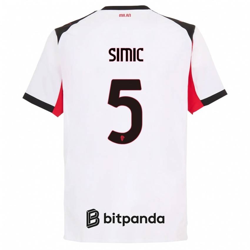 ילדים יאן-קרלו סימיץ׳ #5 לבן שחור הרחק ג'רזי 2025/26 חולצה קצרה