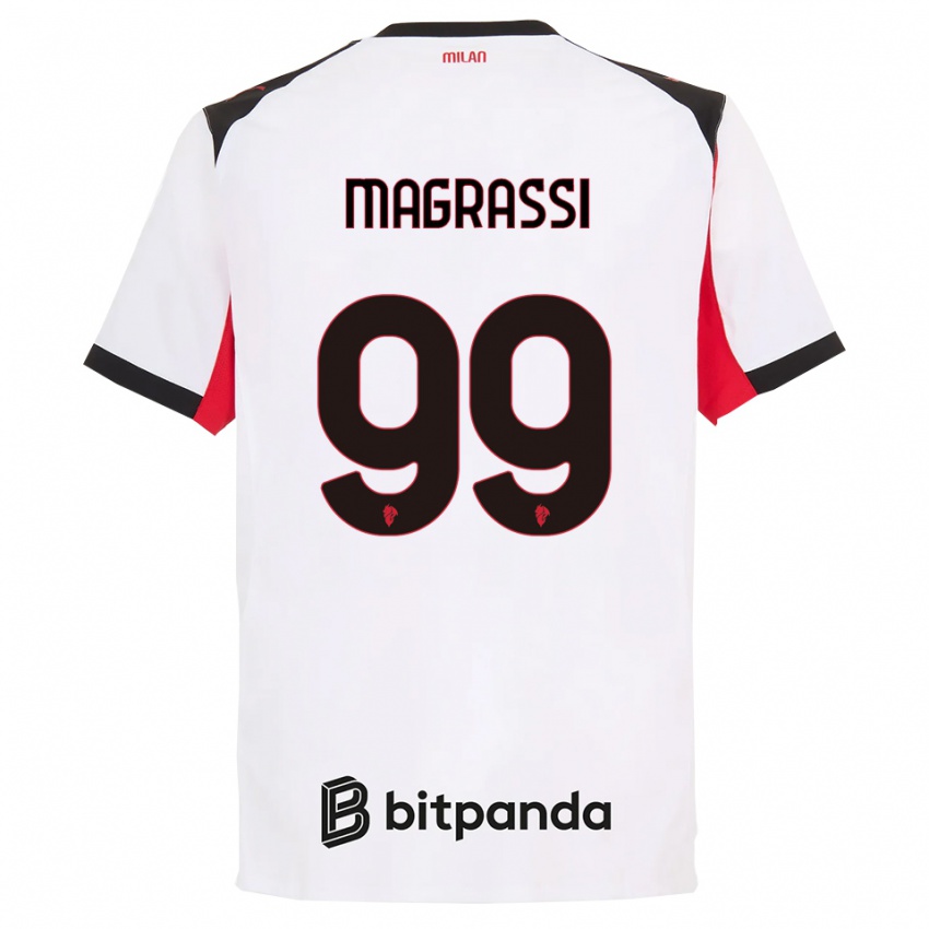 ילדים אנדראה מגראסי #99 לבן שחור הרחק ג'רזי 2025/26 חולצה קצרה