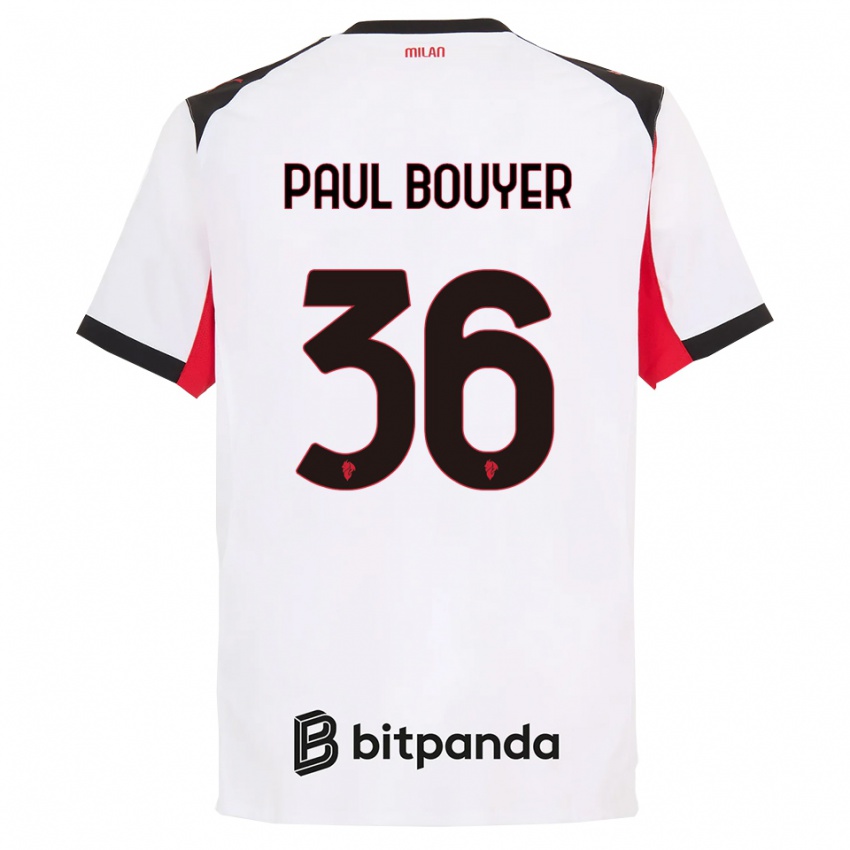 ילדים Léo Paul Bouyer #36 לבן שחור הרחק ג'רזי 2025/26 חולצה קצרה