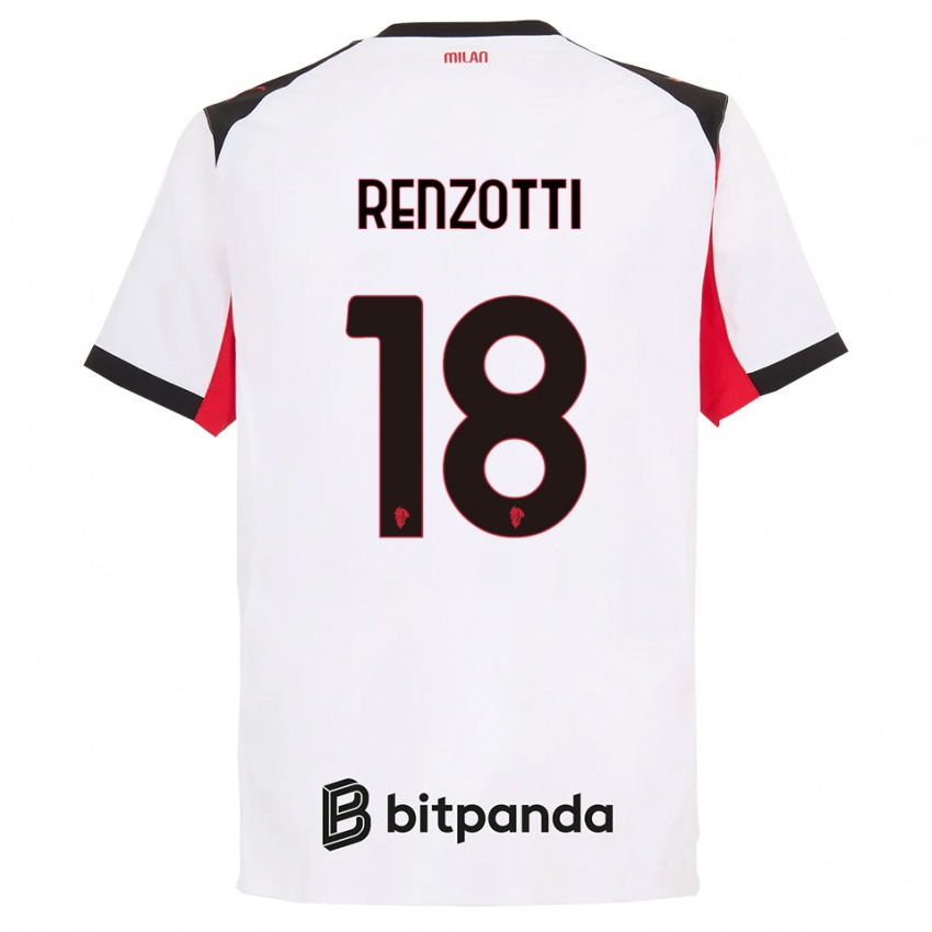 ילדים Monica Renzotti #18 לבן שחור הרחק ג'רזי 2025/26 חולצה קצרה