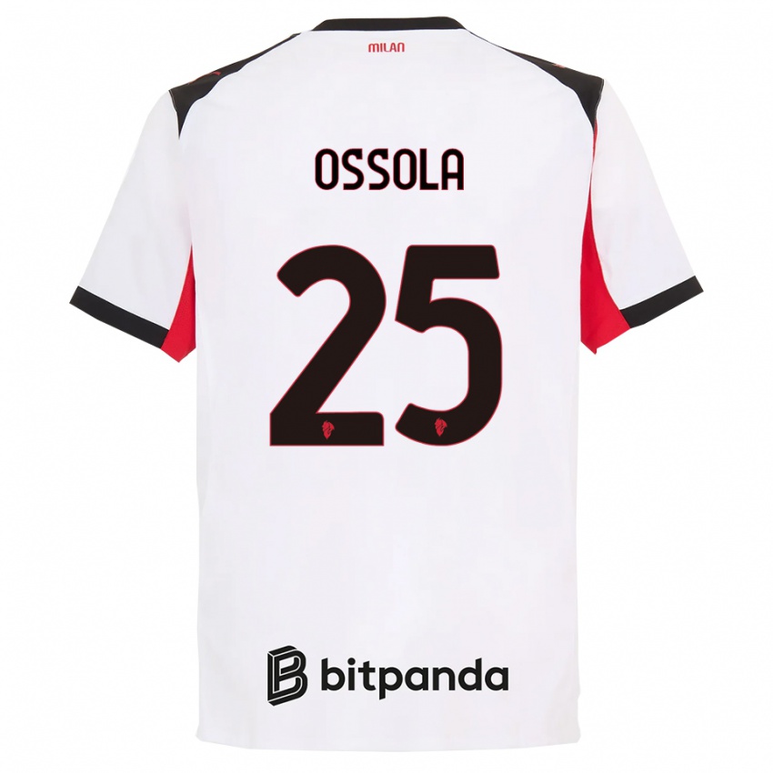 ילדים לורנצו אוסולה #25 לבן שחור הרחק ג'רזי 2025/26 חולצה קצרה