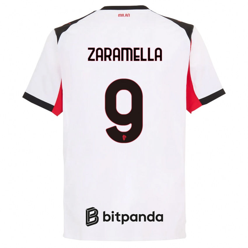 ילדים Mattia Zaramella #9 לבן שחור הרחק ג'רזי 2025/26 חולצה קצרה
