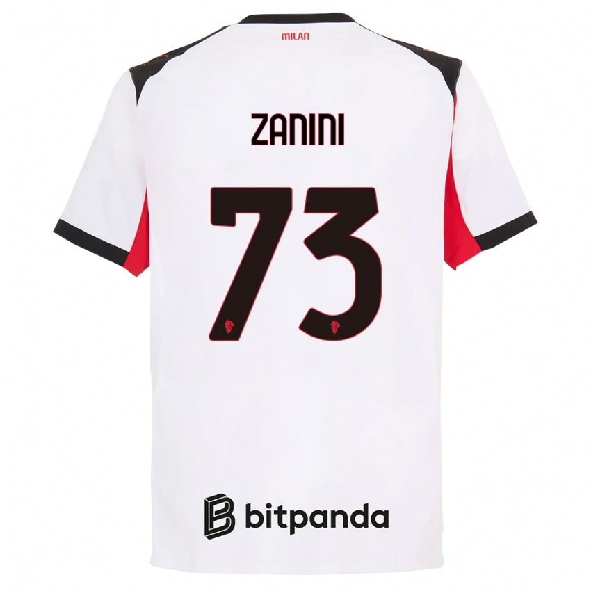 ילדים Paola Zanini #73 לבן שחור הרחק ג'רזי 2025/26 חולצה קצרה