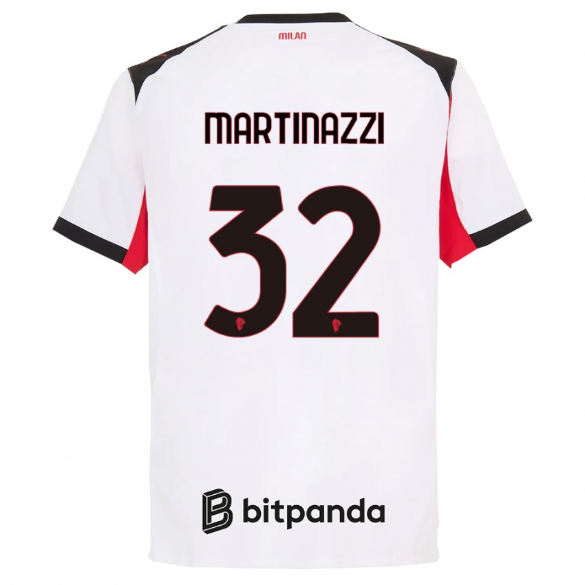 ילדים לוקה מרטינאצי #32 לבן שחור הרחק ג'רזי 2025/26 חולצה קצרה