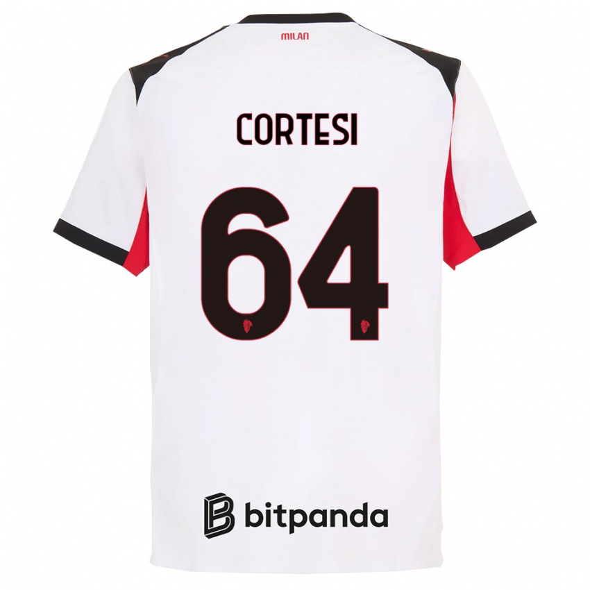 ילדים סלינה קורטסי #64 לבן שחור הרחק ג'רזי 2025/26 חולצה קצרה