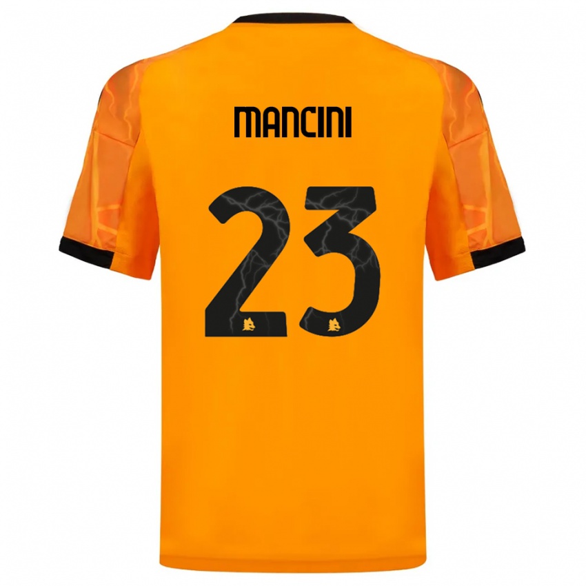 ילדים ג'יאנלוקה מנצ'יני #23 כתום שחור הרחק ג'רזי 2025/26 חולצה קצרה