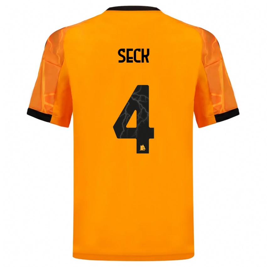 ילדים Mohamed Seck #4 כתום שחור הרחק ג'רזי 2025/26 חולצה קצרה