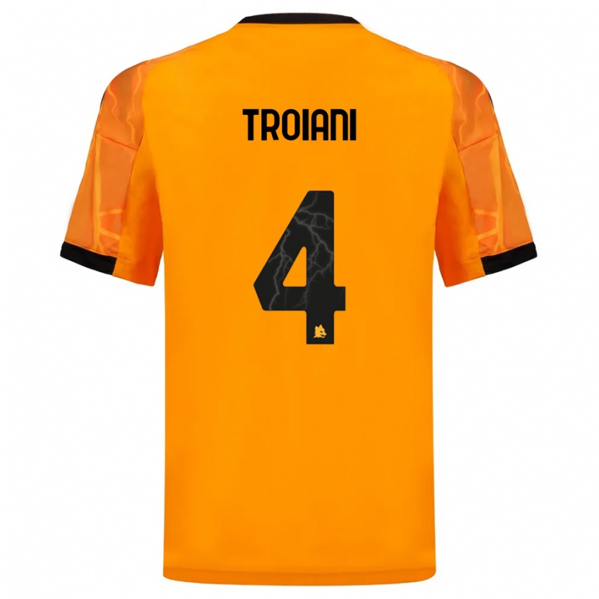 ילדים Nicolò Troiani #4 כתום שחור הרחק ג'רזי 2025/26 חולצה קצרה