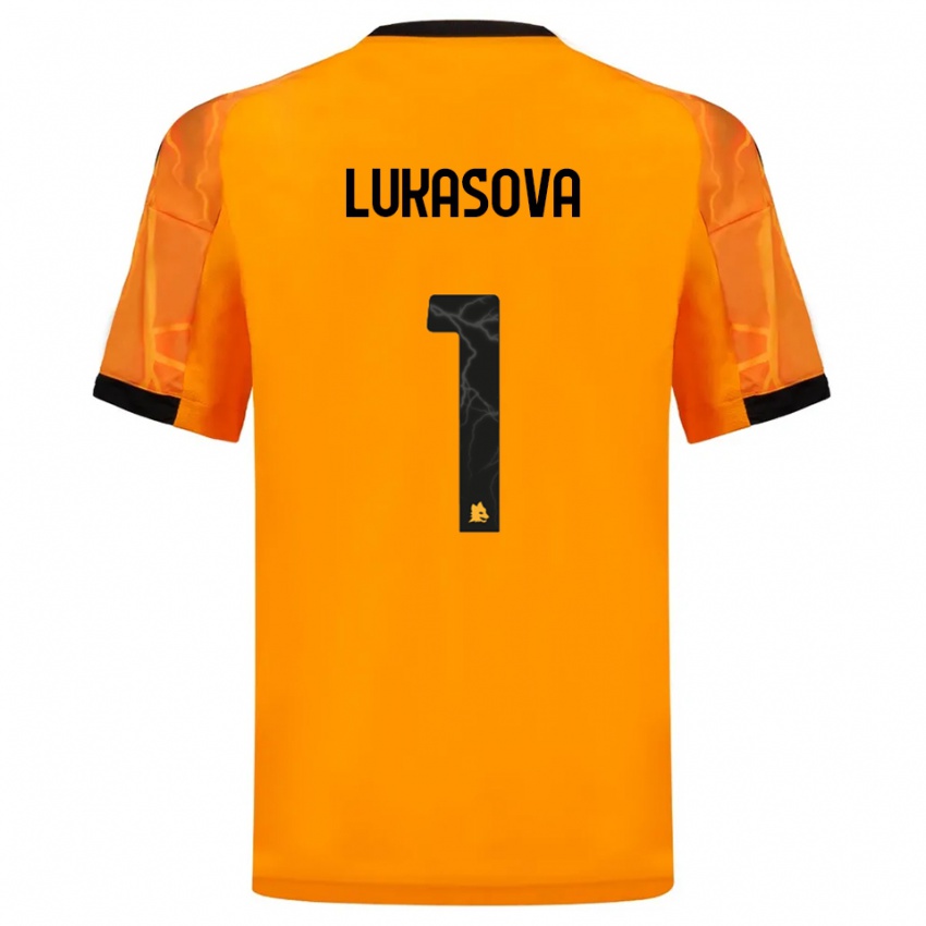 ילדים Olivie Lukášová #1 כתום שחור הרחק ג'רזי 2025/26 חולצה קצרה