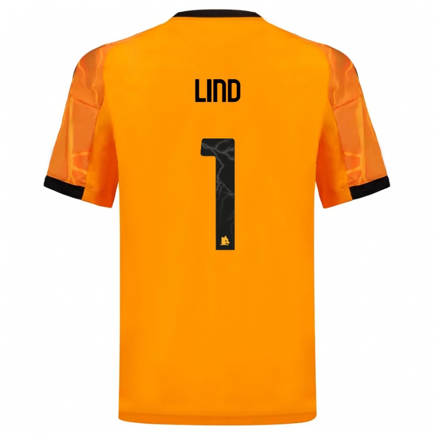 ילדים אמה לינד #1 כתום שחור הרחק ג'רזי 2025/26 חולצה קצרה