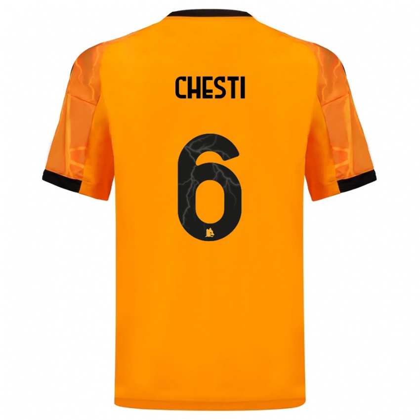 ילדים Francesco Chesti #6 כתום שחור הרחק ג'רזי 2025/26 חולצה קצרה