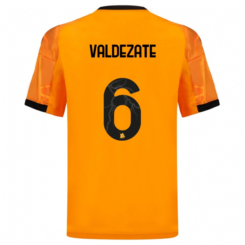 ילדים Oihane Valdezate #6 כתום שחור הרחק ג'רזי 2025/26 חולצה קצרה