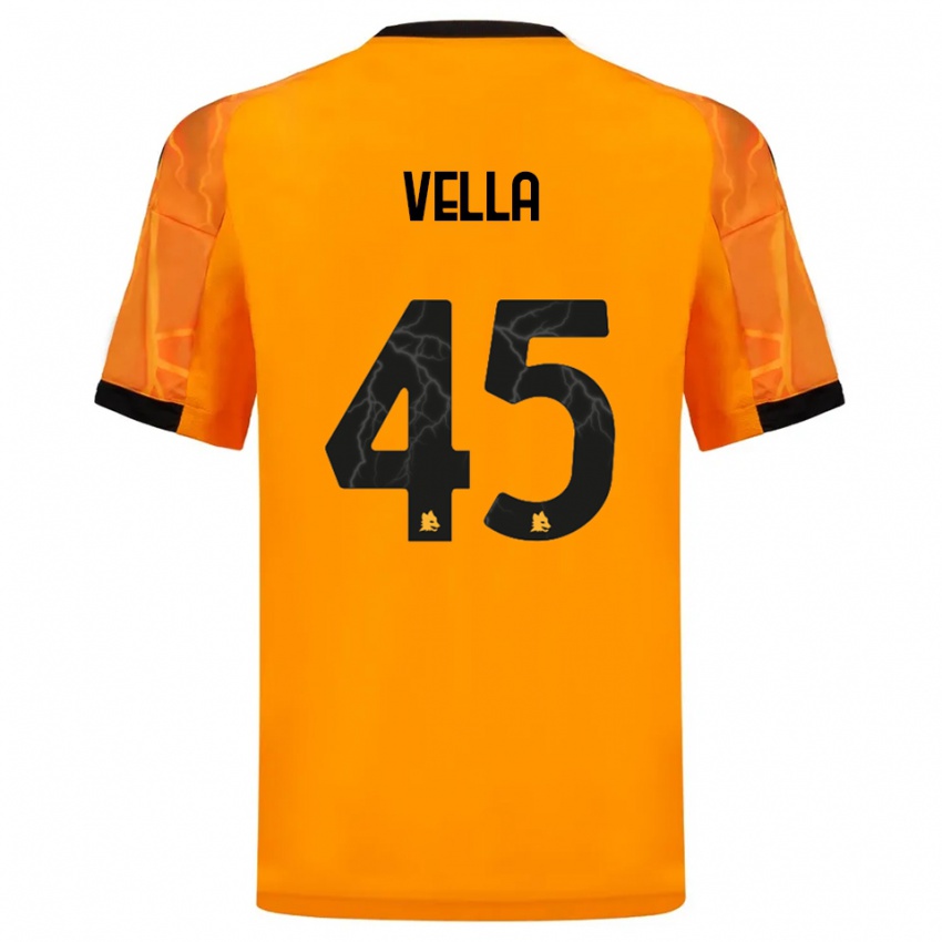 ילדים Tancredi Vella #45 כתום שחור הרחק ג'רזי 2025/26 חולצה קצרה