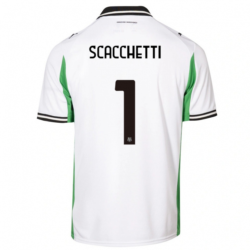 ילדים Alessandro Scacchetti #1 לבן ירוק שחור הרחק ג'רזי 2025/26 חולצה קצרה