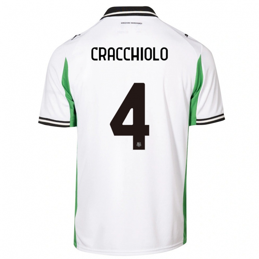 ילדים Leonardo Cracchiolo #4 לבן ירוק שחור הרחק ג'רזי 2025/26 חולצה קצרה