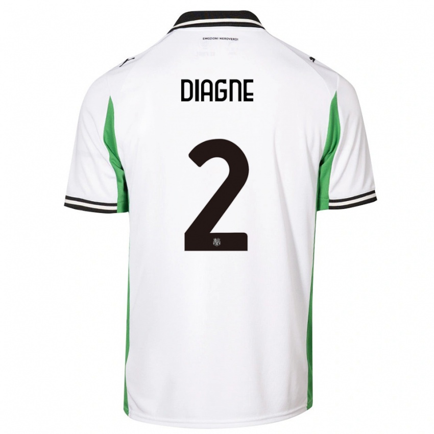 ילדים פאלו דיאגנה #2 לבן ירוק שחור הרחק ג'רזי 2025/26 חולצה קצרה