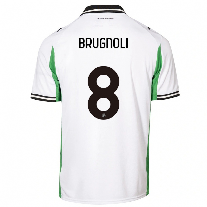 ילדים Giuseppe Brugnoli #8 לבן ירוק שחור הרחק ג'רזי 2025/26 חולצה קצרה