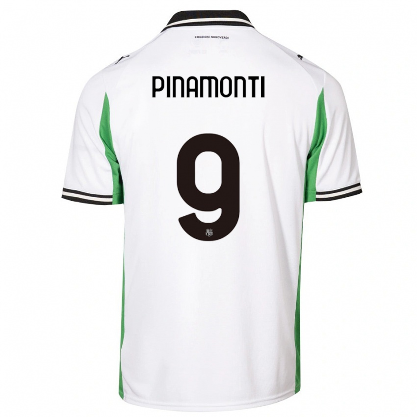 ילדים אנדראה פינאמונטי #9 לבן ירוק שחור הרחק ג'רזי 2025/26 חולצה קצרה