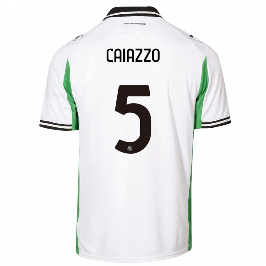 ילדים שרה קאיאצו #5 לבן ירוק שחור הרחק ג'רזי 2025/26 חולצה קצרה